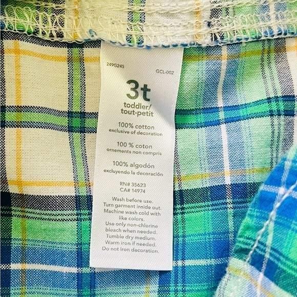 Carter’s casual plaid green white cotton shirt buttons down, long sleeves Boy 3T - Picture 6 of 9